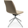 STUHL  in Aluminium Echtleder pigmentiert Metall, Leder  - Beige/Alufarben, Design, Leder/Metall (46/81,5-84,5/55cm) - Johann Jakob