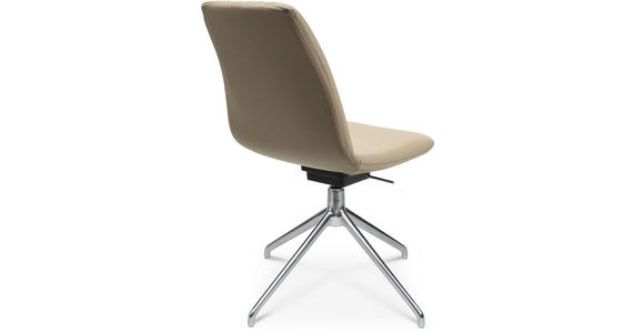 STUHL  in Aluminium Echtleder pigmentiert Metall, Leder  - Beige/Alufarben, Design, Leder/Metall (46/81,5-84,5/55cm) - Johann Jakob