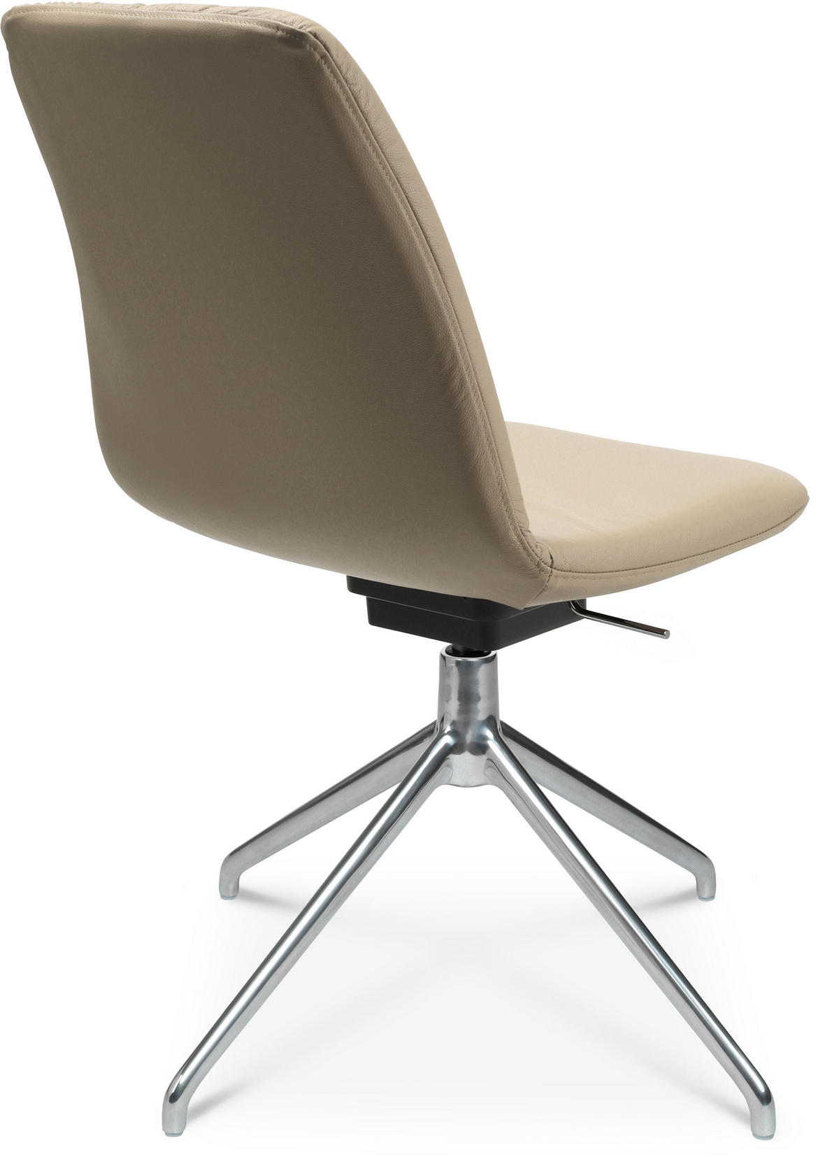 STUHL  in Aluminium Echtleder pigmentiert  - Beige/Alufarben, Design, Leder/Metall (46/81,5-84,5/55cm) - Johann Jakob