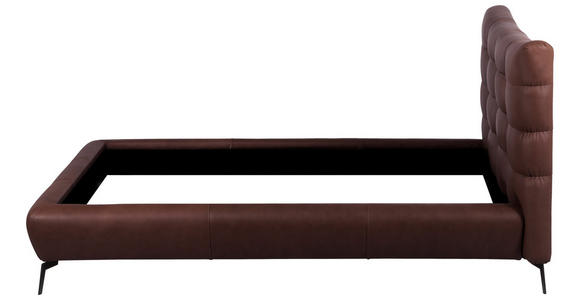 POLSTERBETT 180/200 cm,  in Dunkelbraun, gepolstertes Kopfteil,  - Dunkelbraun/Schwarz, Design, Leder/Metall (180/200cm) - Esposa