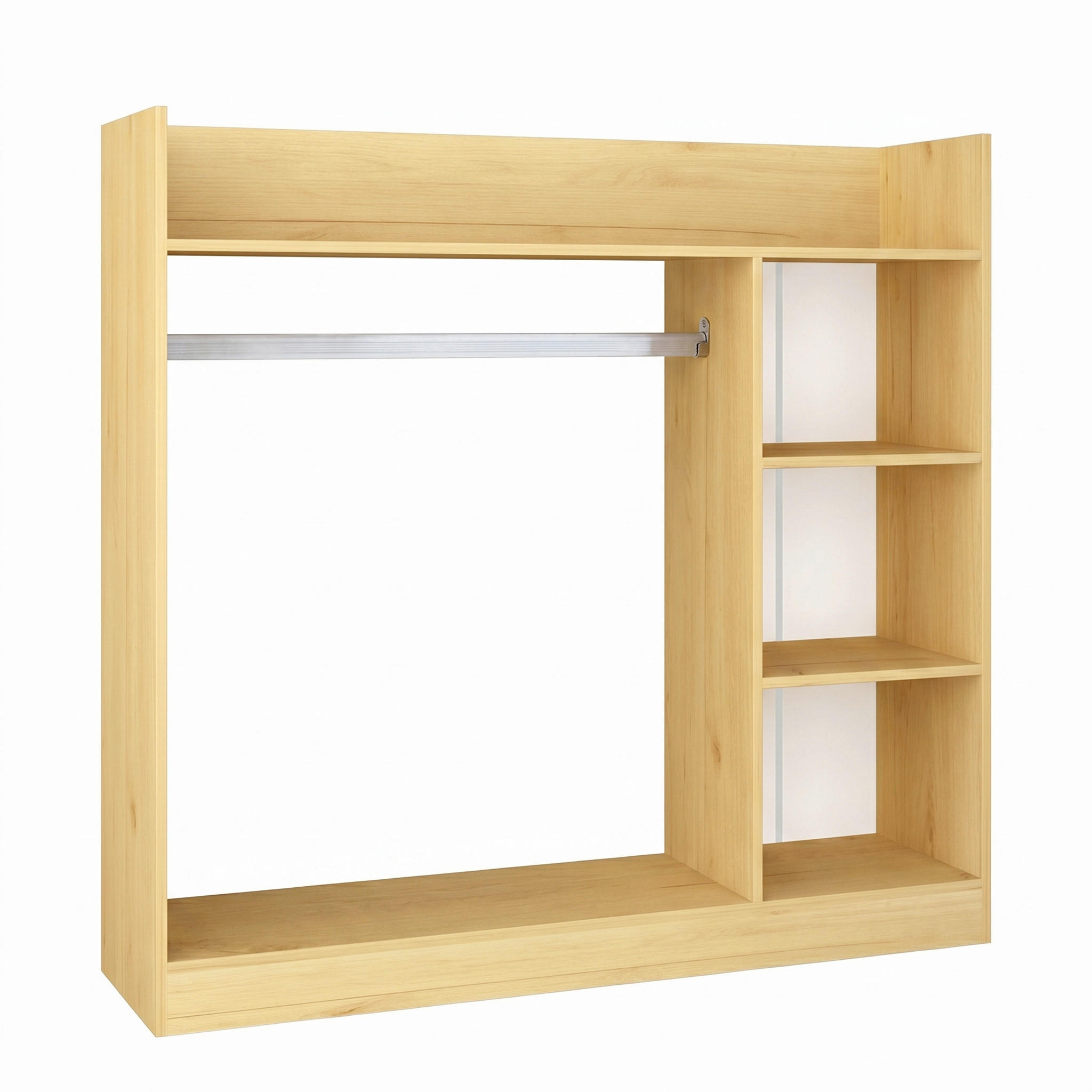 ODPRTA OMARA ZA OBLAČILA - medeni hrast, Moderno, kovina/leseni material (124/120/35cm) - Livetastic