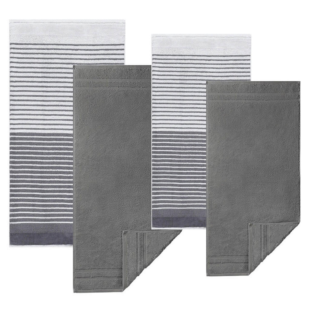 HANDTUCH 50/100 cm MARIS Schwarz, Hellgrau  - Hellgrau/Schwarz, Basics, Textil (50/100cm)