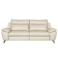 2,5-SITZER 216/95/96 cm PERLE in Echtleder Creme   - Chromfarben/Creme, Design, Leder/Metall (216/95/96cm) - Livetastic