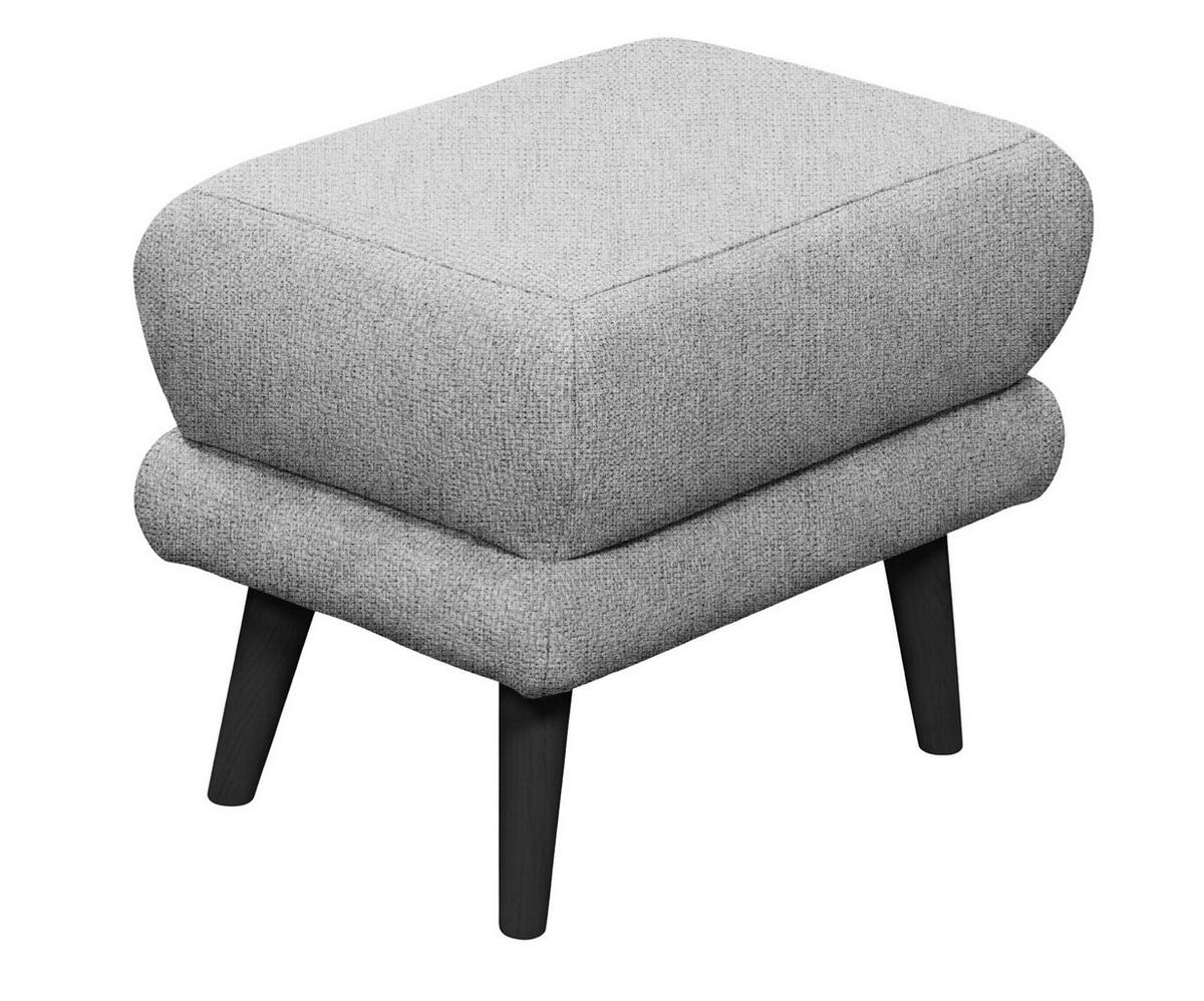 HOCKER MINA Mikrovelours Hellgrau  - Hellgrau/Schwarz, MODERN, Holz/Textil (63/43/42cm) - MID.YOU