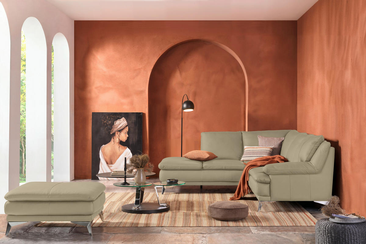 ECKSOFA Fango Echtleder  - Chromfarben/Fango, Design, Leder/Metall (224/252cm) - Novel