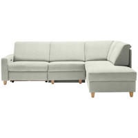 ECKSOFA in Flachgewebe Silberfarben  261/203 cm  - Eichefarben/Silberfarben, KONVENTIONELL, Holz/Textil (261/203cm) - Sedda