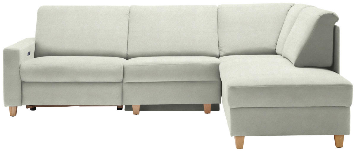 ECKSOFA in Flachgewebe Silberfarben  261/203 cm  - Eichefarben/Silberfarben, KONVENTIONELL, Holz/Textil (261/203cm) - Sedda