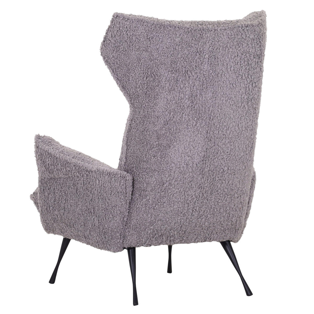 OHRENSESSEL in Plüsch Grau  - Schwarz/Grau, Konventionell, Textil/Metall (83/110/92cm)