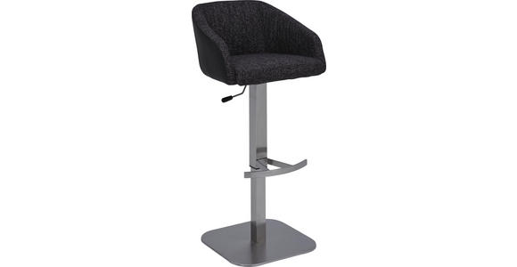 BARHOCKER Flachgewebe Anthrazit, Schwarz, Edelstahlfarben - Edelstahlfarben/Anthrazit, Design, Textil/Metall (50/82-107/50cm) - Dieter Knoll