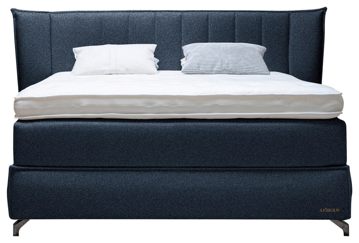 BOXSPRINGBETT 160/200 cm  in Blau  - Blau/Schwarz, KONVENTIONELL, Holz/Textil (160/200cm) - Sjöholm