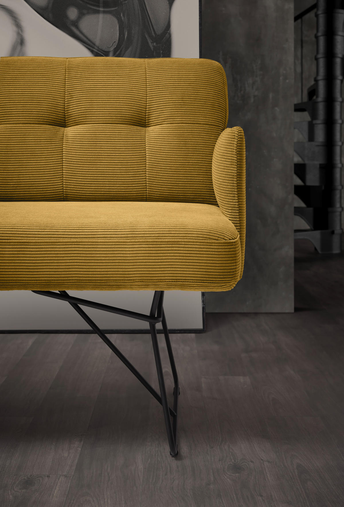 ECKBANK 232/180 cm Feincord Grün Metall   - Schwarz/Grün, Design, Textil/Metall (232/180cm) - Johann Jakob