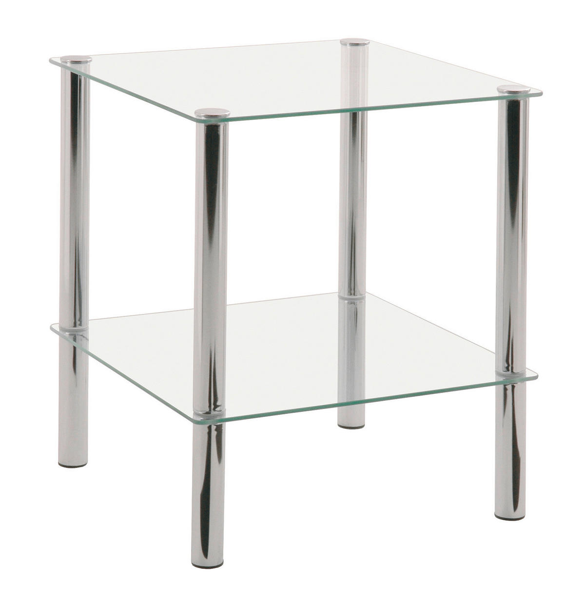 BEISTELLTISCH 39/39/47 cm Chromfarben quadratisch  - Chromfarben, Design, Glas/Metall (39/39/47cm)