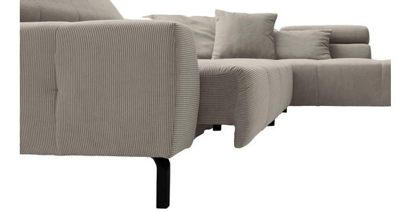 ECKSOFA Sandfarben Feincord  - Sandfarben/Schwarz, KONVENTIONELL, Textil/Metall (311/219cm) - Hom`in