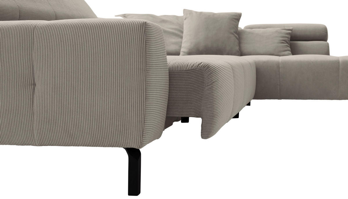 ECKSOFA in Feincord Sandfarben  - Sandfarben/Schwarz, Konventionell, Textil/Metall (311/219cm) - Hom`in