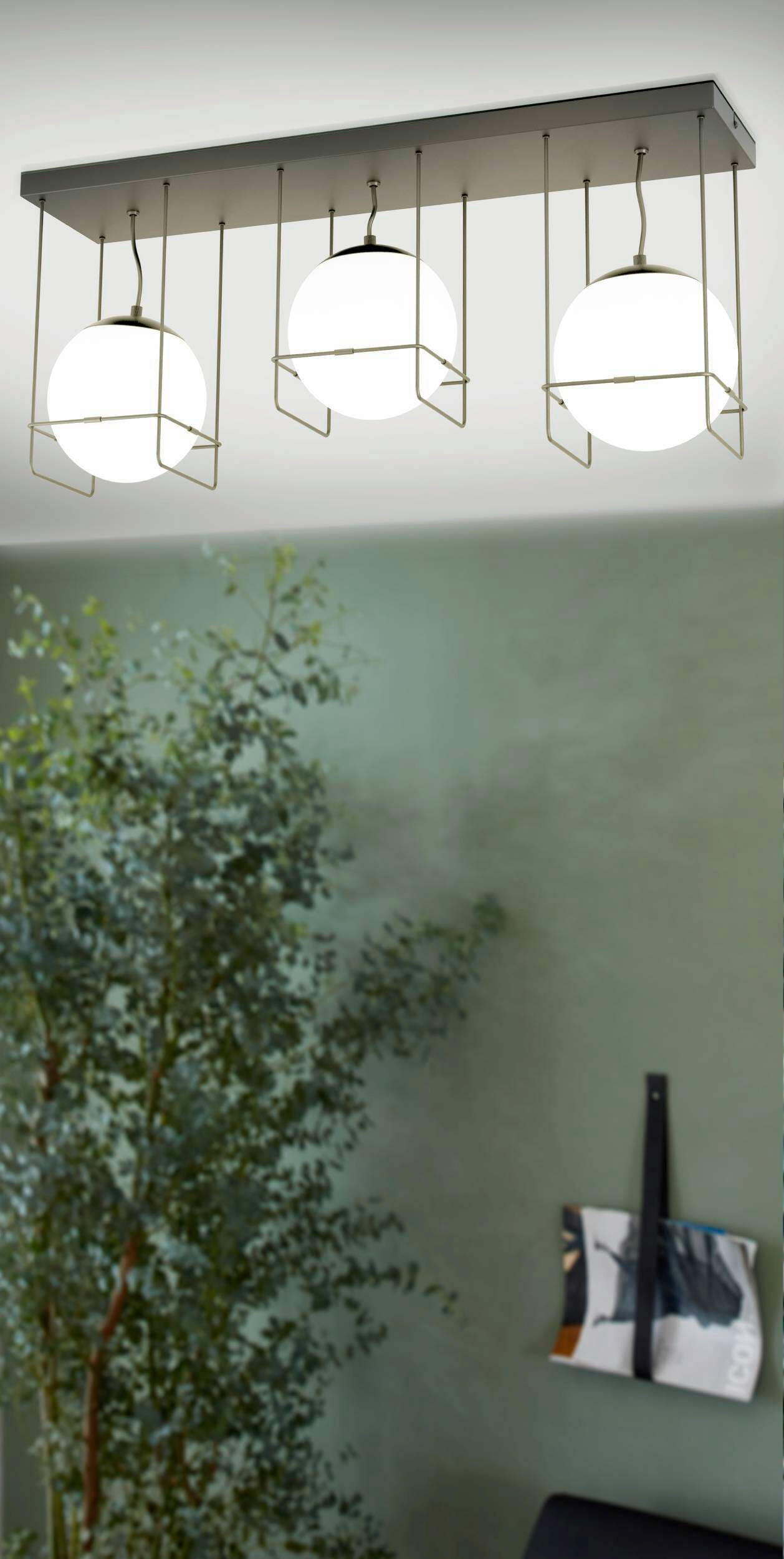 Thumbnail - Eglo Deckenleuchte Versuola, Schwarz, Weiß, Metall, Glas, rund,rund, 20x32.5x77 cm, Lampen & Leuchten, Innenbeleuchtung,...