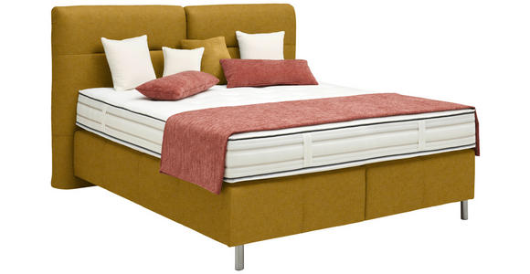 BOXSPRINGBETT 160/200 cm  in Senfgelb  - Senfgelb/Alufarben, KONVENTIONELL, Textil/Metall (160/200cm) - Dieter Knoll