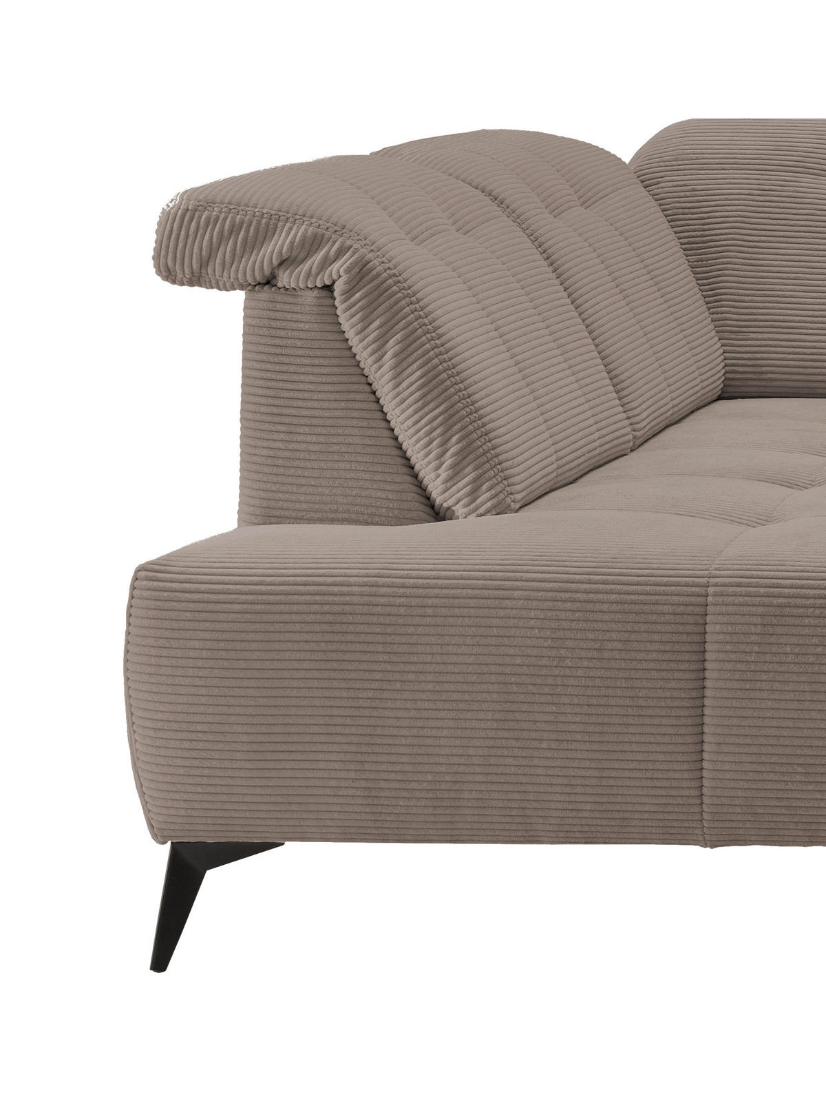 WOHNLANDSCHAFT SANO Graubraun Cord  - Graubraun/Schwarz, MODERN, Textil/Metall (200/337/180cm) - Livetastic