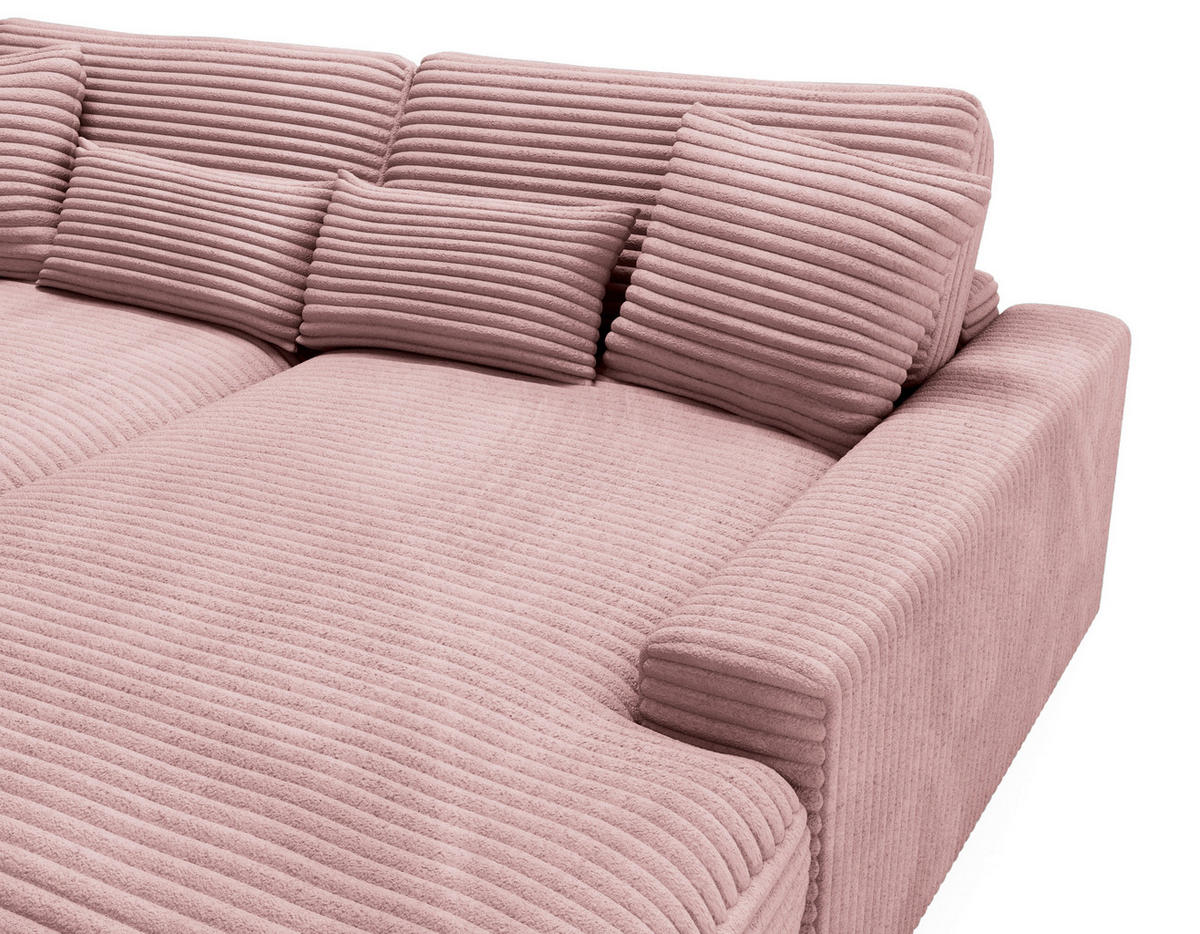 BIGSOFA in Cord Altrosa  - Schwarz/Altrosa, Modern, Kunststoff/Textil (230/85/190cm) - Carryhome