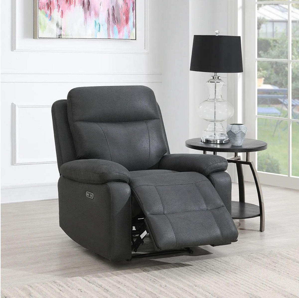 RELAXFÅTÖLJ i trä, metall, textil grå  - grå, Klassisk, metall/trä (97/92/102cm) - Best Price