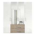 KLEIDERSCHRANK 4-türig Weiß, Sonoma Eiche  - Alufarben/Weiß, Design, Glas/Holzwerkstoff (200/216/58cm) - Hom`in