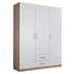 DREHTÜRENSCHRANK Eichefarben, Weiß - Eichefarben/Silberfarben, Design, Holzwerkstoff/Kunststoff (136/197/54cm) - Carryhome DREHTÜRENSCHRANK Eichefarben, Weiß - Eichefarben/Silberfarben, Design, Holzwerkstoff/Kunststoff (136/197/54cm) - Carryhome