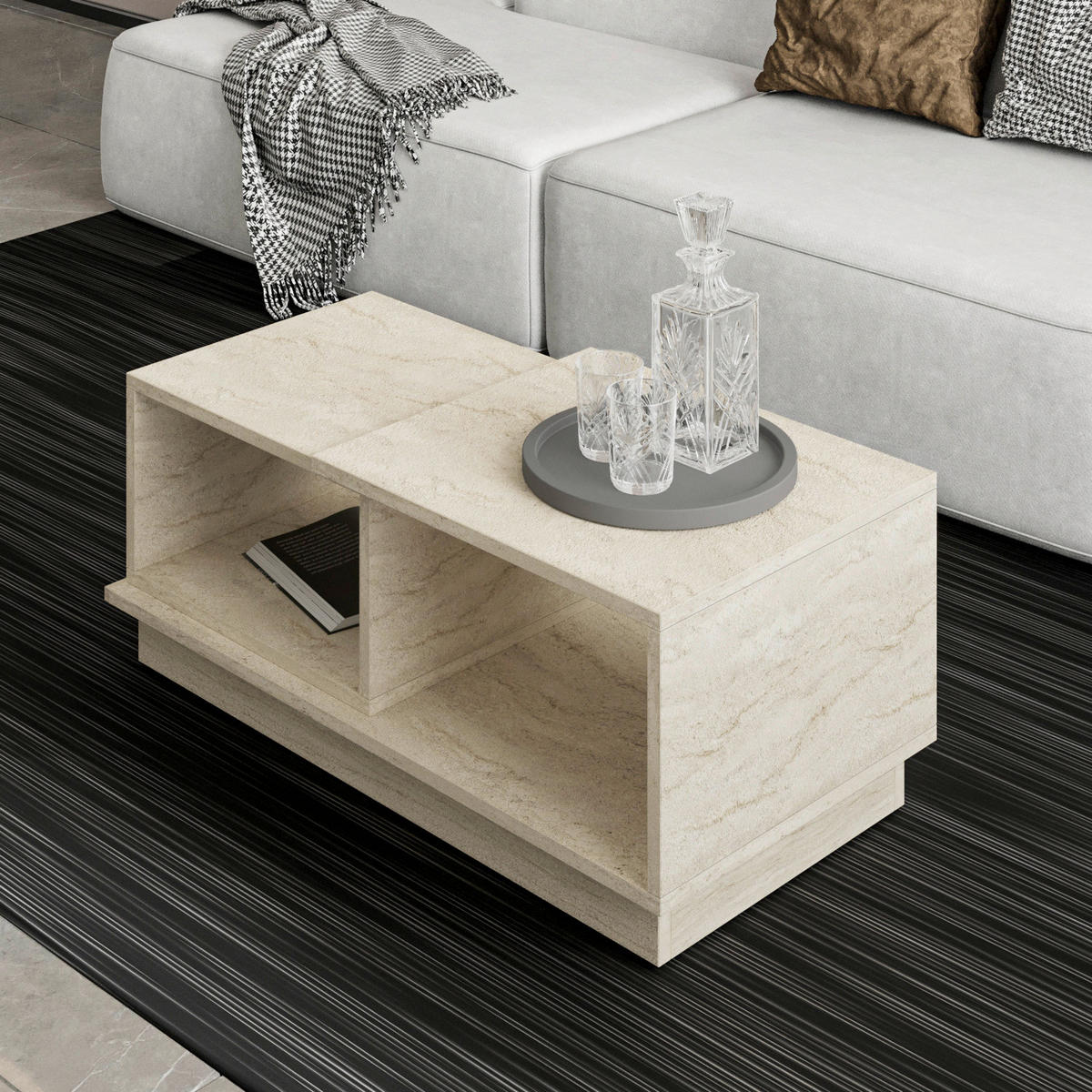 COUCHTISCH Holzwerkstoff 90/45/36 cm   - Beige, Design, Holzwerkstoff (90/45/36cm) - Livetastic