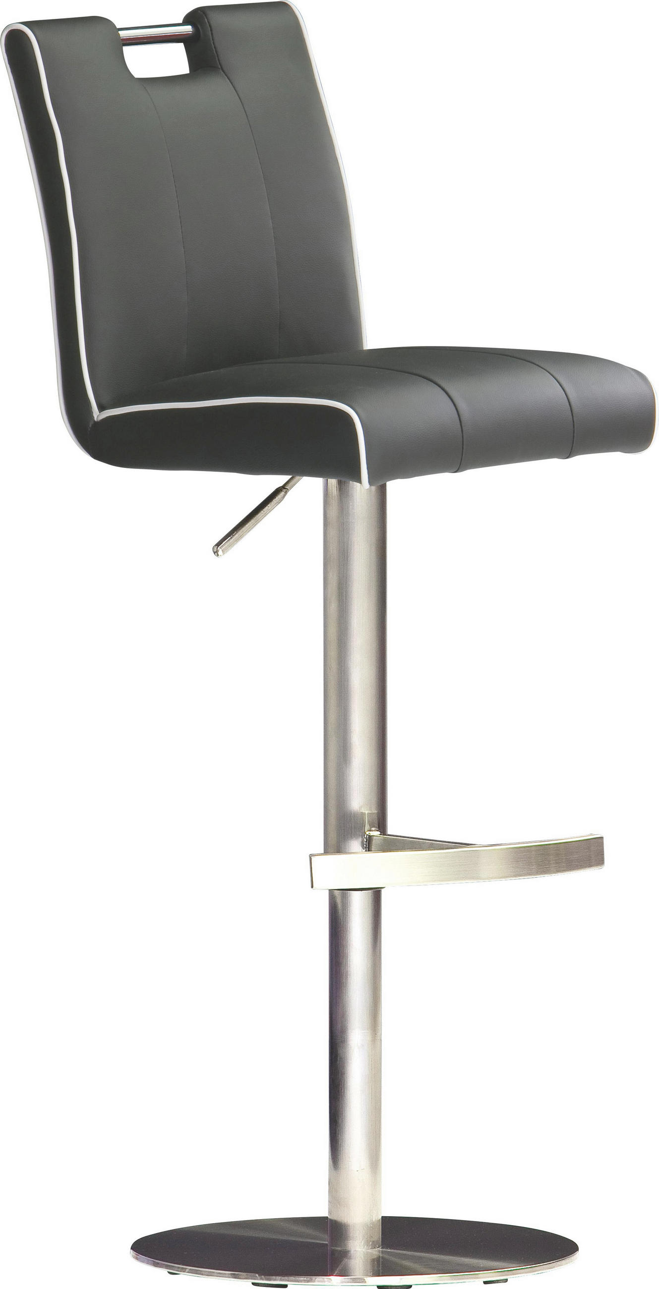 Barhocker in Metall, Textil Grau, Edelstahlfarben