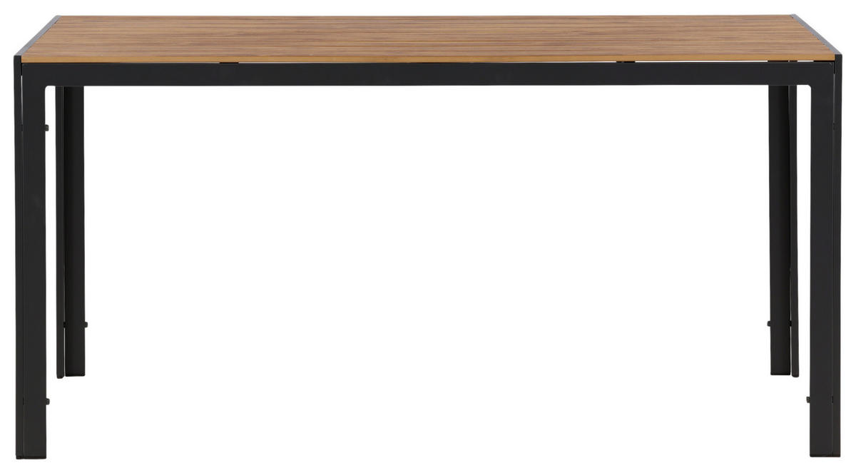 GARTENTISCH 150/90/75 cm Metall, Kunststoff rechteckig  - Schwarz/Naturfarben, KONVENTIONELL, Kunststoff/Metall (150/90/75cm) - Gardenson