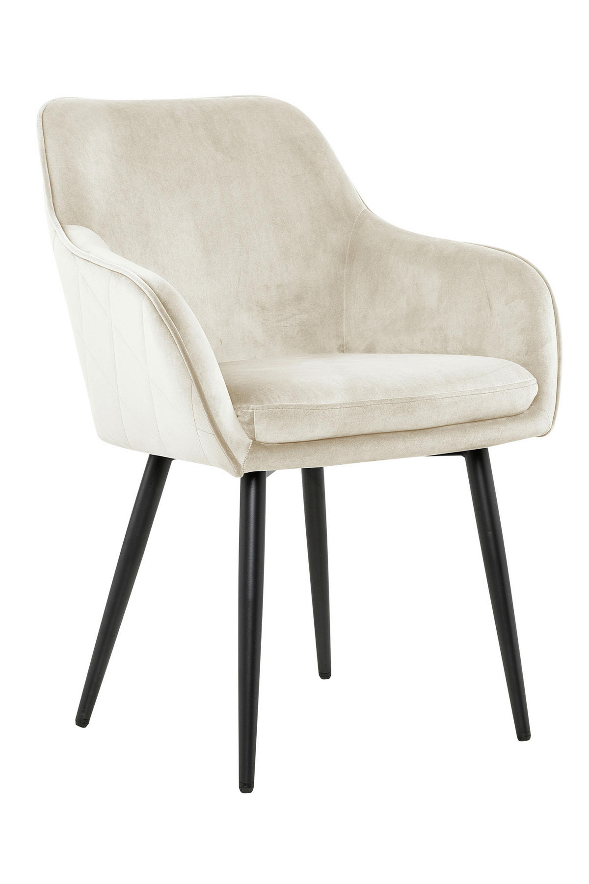 ARMLEHNSTUHL   Samt  - Creme/Schwarz, MODERN, Textil/Metall (61/85/60cm) - Livetastic