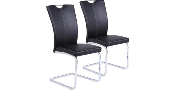 SCHWINGSTUHL 2-ER SET in Metall, Textil Chromfarben, Schwarz - Chromfarben/Beige, Design, Textil/Metall (41/95/58cm) - Xora