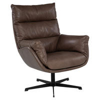 SESSEL in Echtleder Dunkelbraun  - Dunkelbraun/Schwarz, MODERN, Leder/Metall (80/103/91cm) - Designwerk
