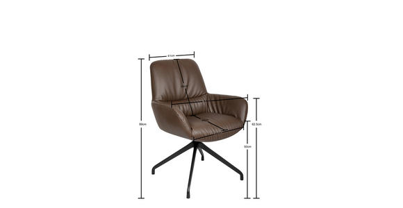 ARMLEHNSTUHL  in Aluminium, Eisen Echtleder pigmentiert  - Schwarz/Braun, Design, Leder/Metall (64/89/65cm) - Dieter Knoll