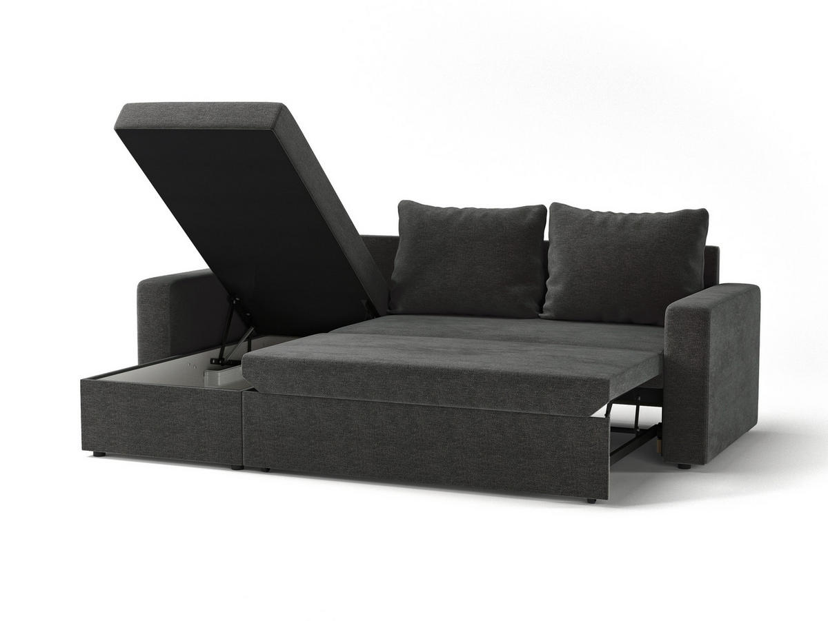 ECKSOFA Flachgewebe Dunkelgrün  - Dunkelgrün/Schwarz, Design, Kunststoff/Textil (151/230cm) - MID.YOU