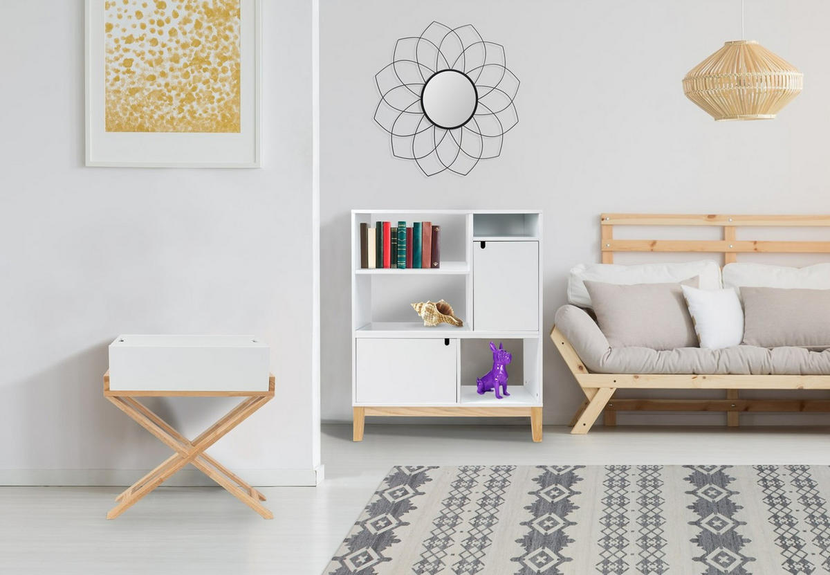 BEISTELLTISCH Kautschukholz Weiß  - Weiß, Design, Holz/Holzwerkstoff (56/58/34cm) - Kayoom