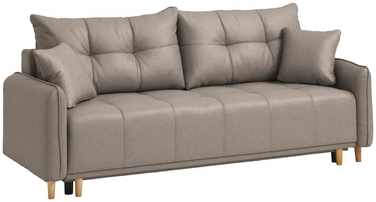 SCHLAFSOFA  in Struktur Hellbraun  - Hellbraun/Buchefarben, Design, Holz/Textil (217/97/101cm) - Carryhome
