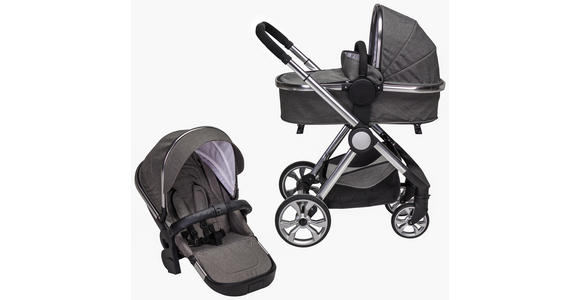 KINDERWAGENSET Neapel - Silberfarben/Grau, Design, Textil/Metall (76,96/59,95/106,68cm) - My Baby Lou