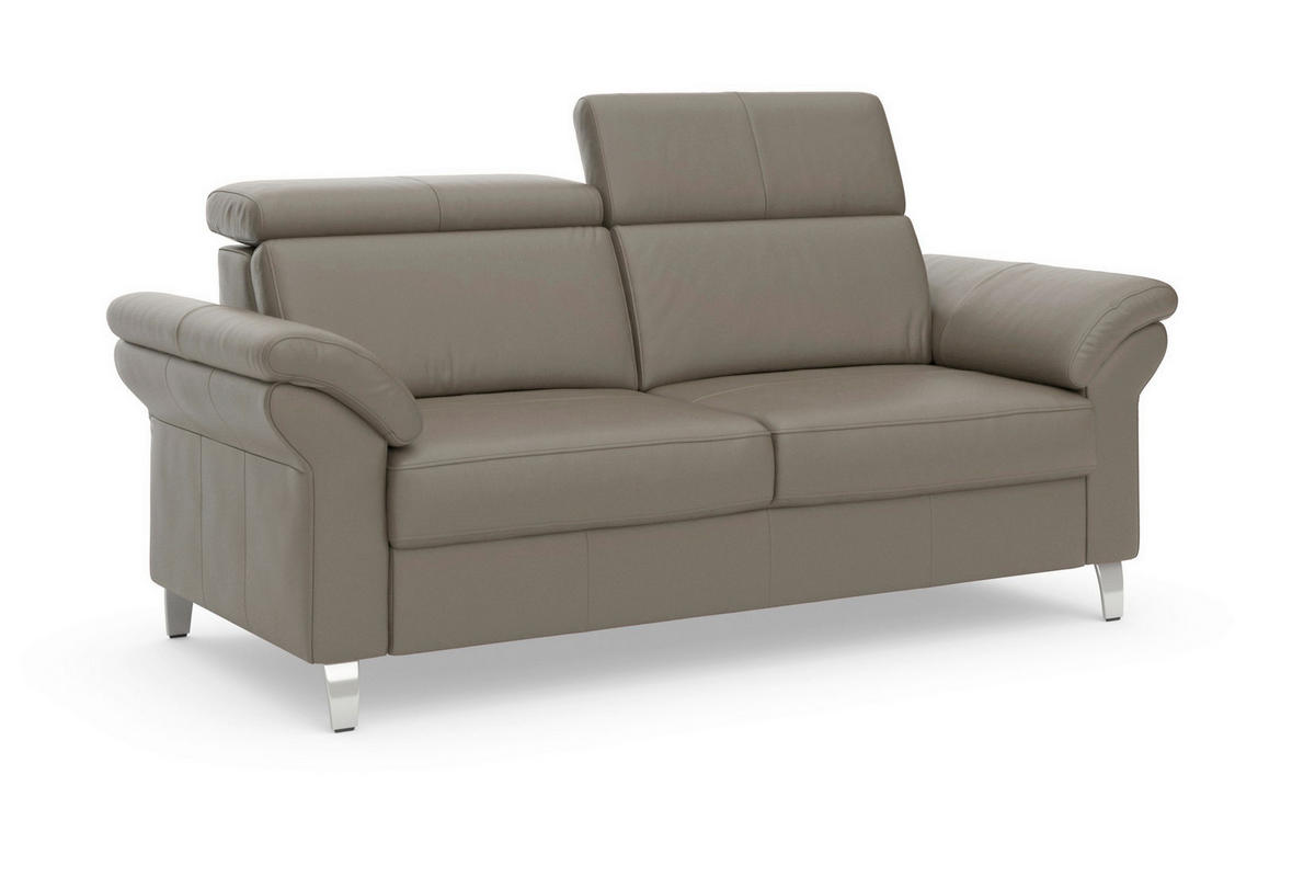 3-SITZER-SOFA ARNGAST E Echtleder Grau  - Chromfarben/Grau, Basics, Leder/Metall (186/84/93cm) - Sit & More