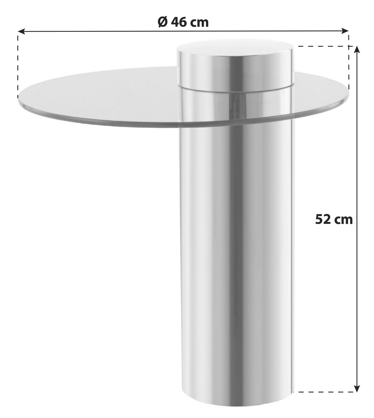 BEISTELLTISCH in Metall, Glas 46/46/52 cm  - Silberfarben/Grau, Modern, Glas/Metall (46/46/52cm) - Kayoom