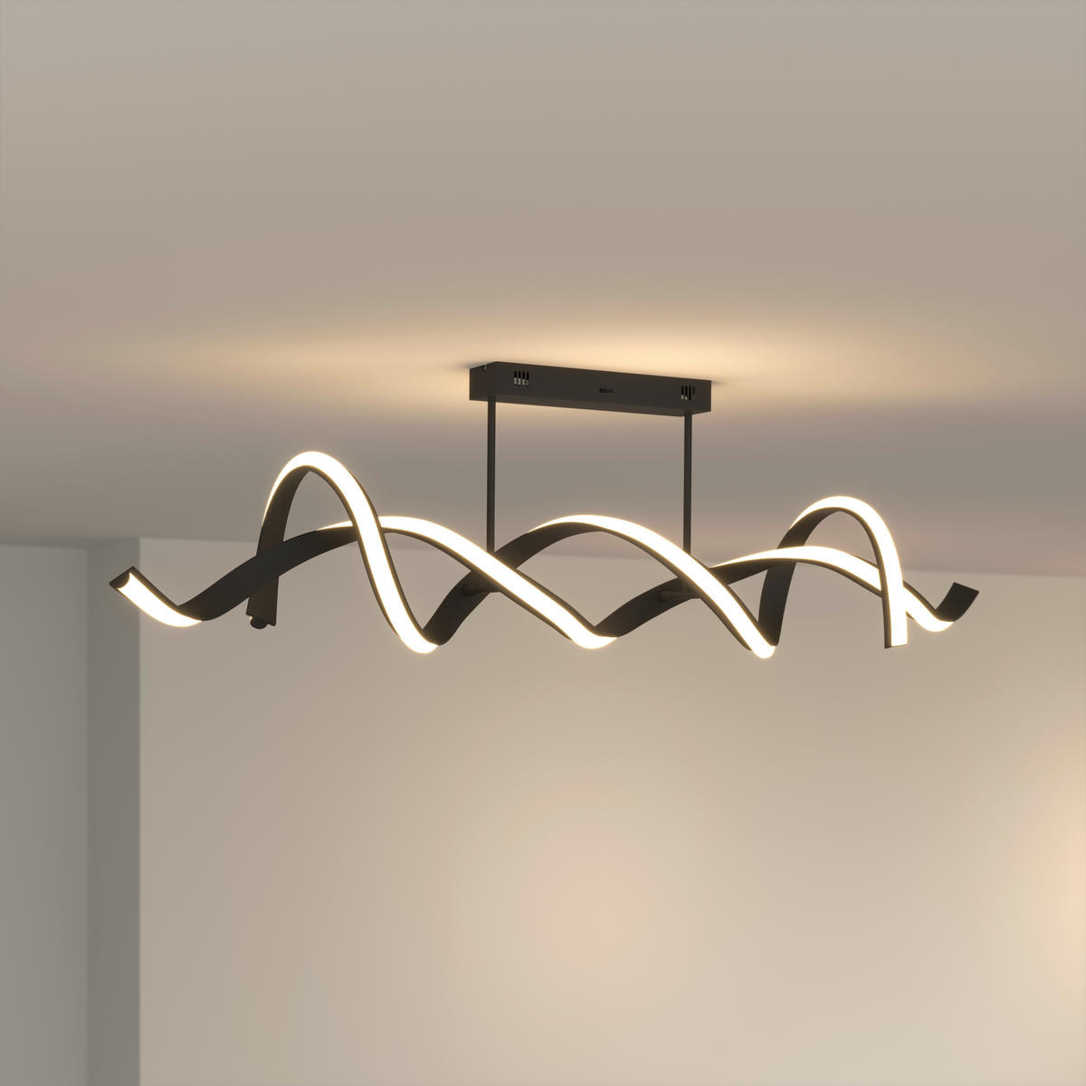 LED-DECKENLEUCHTE Bracknell 120/22/32 cm   - Schwarz, Design, Kunststoff/Metall (120/22/32cm) - Novel