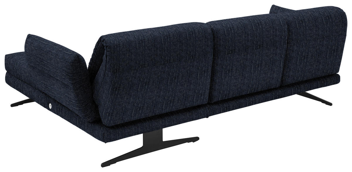 ECKSOFA in Flachgewebe Dunkelblau  - Schwarz/Dunkelblau, Design, Textil/Metall (279-327/176-217cm) - Dieter Knoll