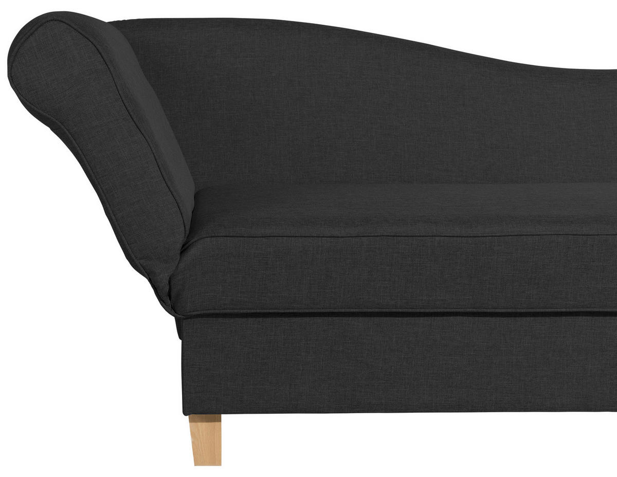 RÉCAMIERE Schwarz Flachgewebe  - Buchefarben/Schwarz, Design, Holz/Textil (190/88/82cm) - Max Winzer