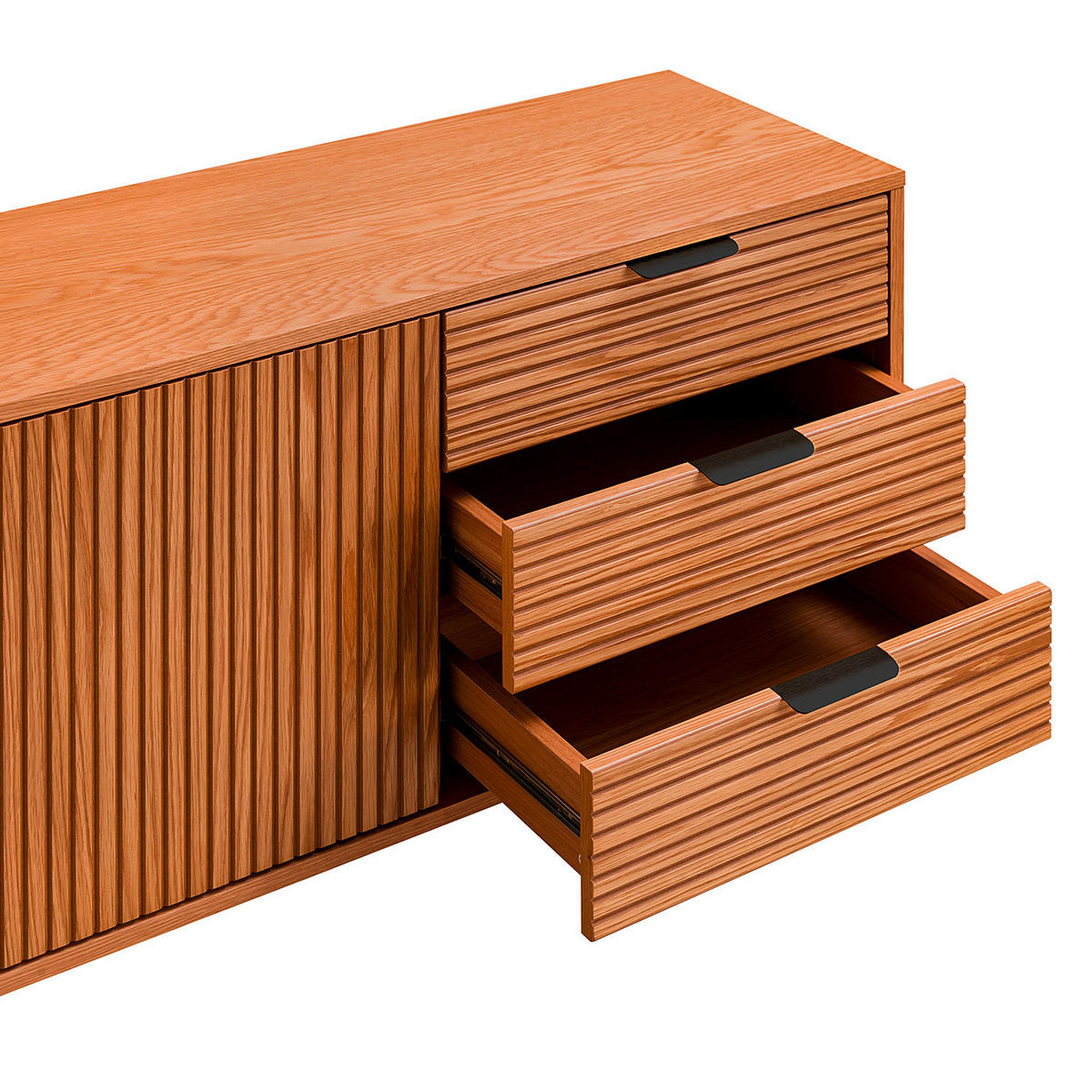 SIDEBOARD svart, ekfärgad  160/75/40 cm  - svart/ekfärgad, Lifestyle, metall/trämaterial (160/75/40cm)