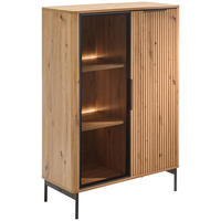 HIGHBOARD  89/128/40 cm  - Schwarz/Eiche Artisan, Design, Glas/Holzwerkstoff (89/128/40cm) - MID.YOU