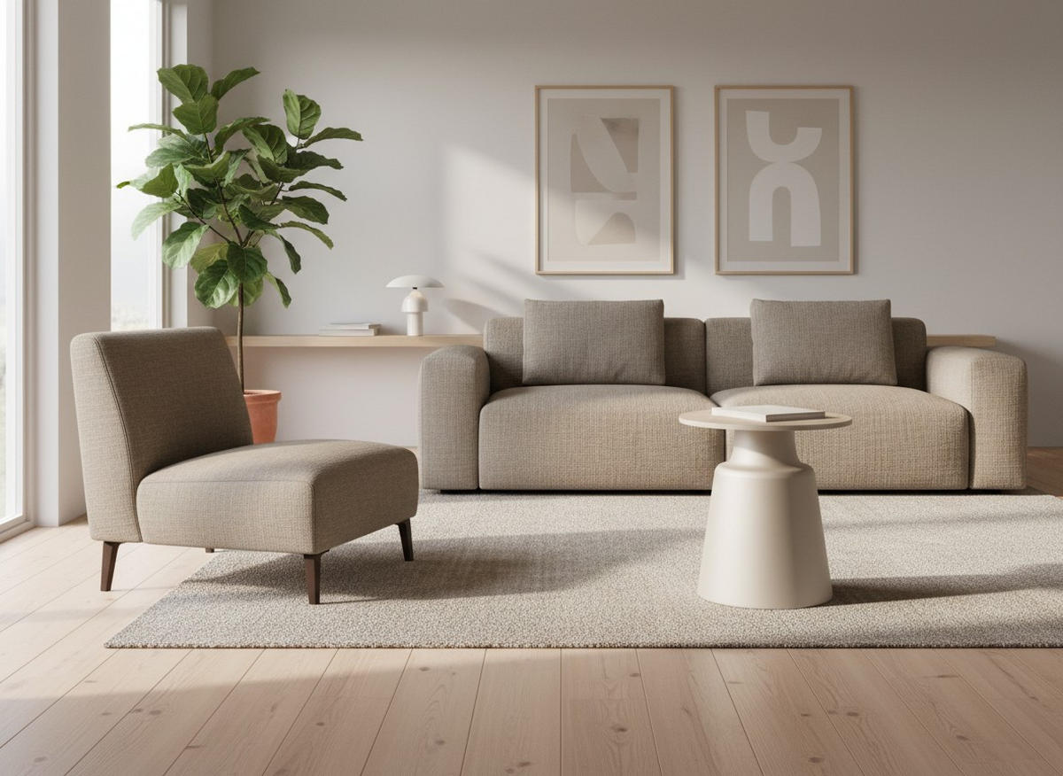 COUCHTISCH SANTORINI 45/45/47,5 cm rund Beige, Grau  - Beige/Grau, Design, Keramik/Metall (45/45/47,5cm) - MID.YOU