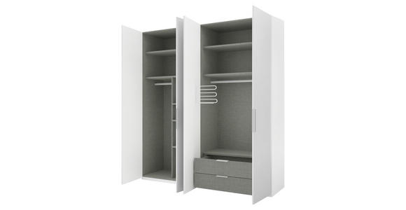 DREHTÜRENSCHRANK 200/223/62 cm 4-türig Weiß - Alufarben/Weiß, KONVENTIONELL, Glas/Holzwerkstoff (200/223/62cm) - Novel