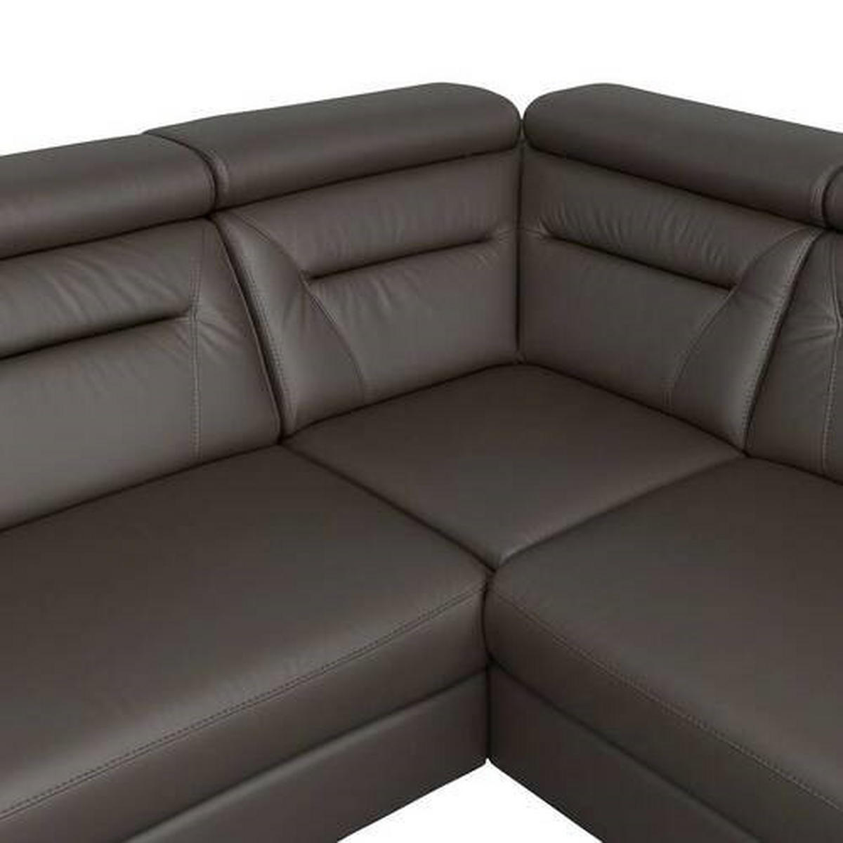 ECKSOFA  in Lederlook Echtleder Dunkelbraun  - Wengefarben/Dunkelbraun, Design, Leder/Holz (212/260cm) - Celina Home