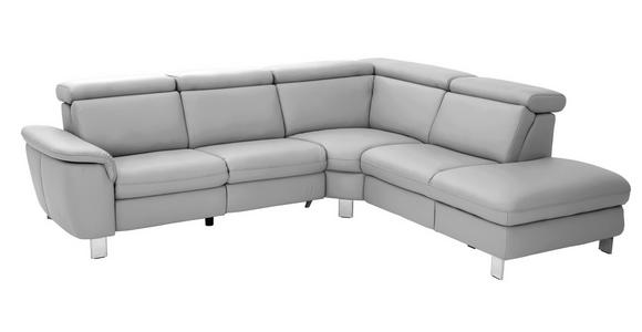 ECKSOFA in Echtleder Grau  - Alufarben/Grau, Design, Leder/Metall (271/242cm) - Cantus