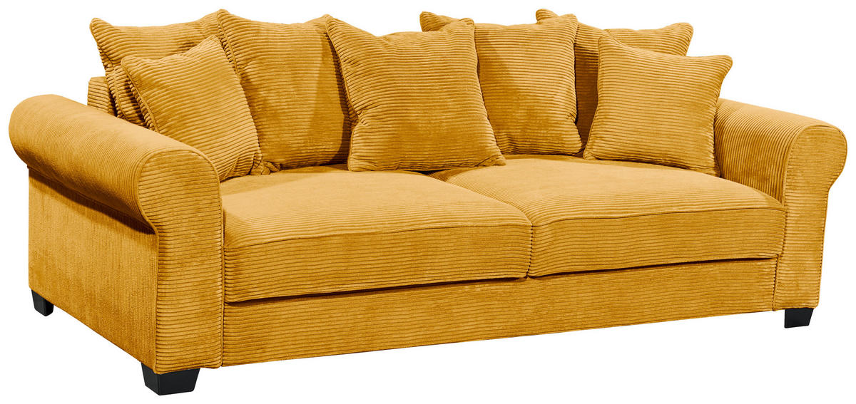 SCHLAFSOFA Cord Gelb  - Gelb/Schwarz, KONVENTIONELL, Kunststoff/Textil (247/95/125cm) - Hom`in