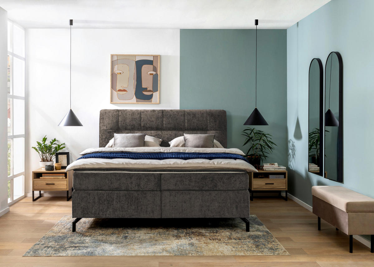 BOXSPRINGBETT 180/200 cm  in Braun  - Schwarz/Braun, Design, Textil/Metall (180/200cm) - Esposa