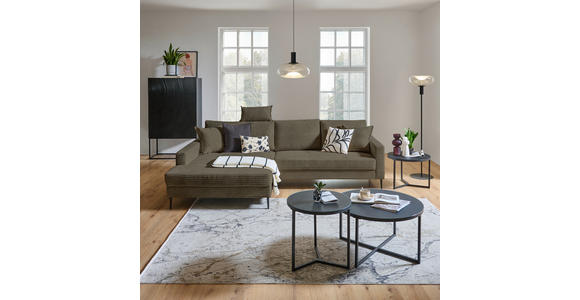 ECKSOFA Braun Cord - Schwarz/Braun, KONVENTIONELL, Textil/Metall (173/276cm) - Carryhome